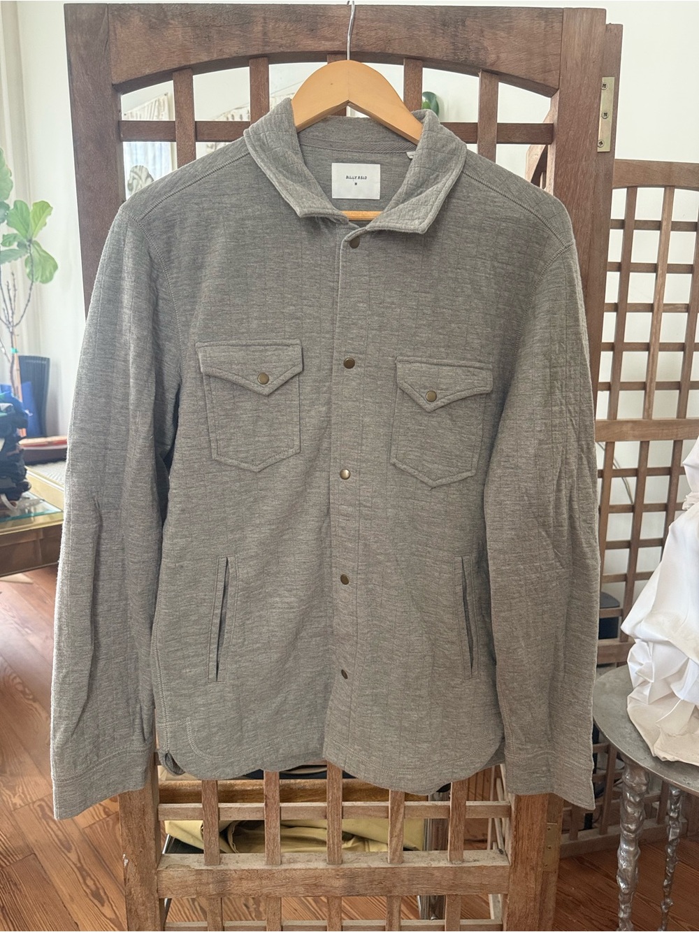 Billy Reid Gray Quilted Shirt Jacket